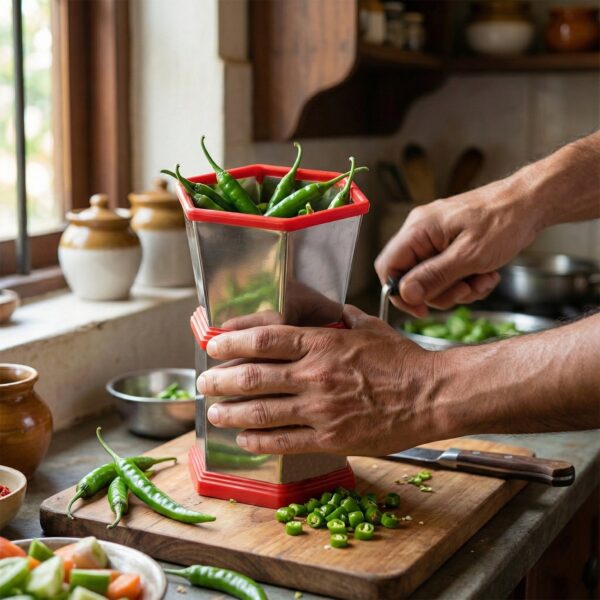 manual hexa style hand operated chilli cutter (1 pc) manual hexa style hand operated chilli cutter (1 pc)