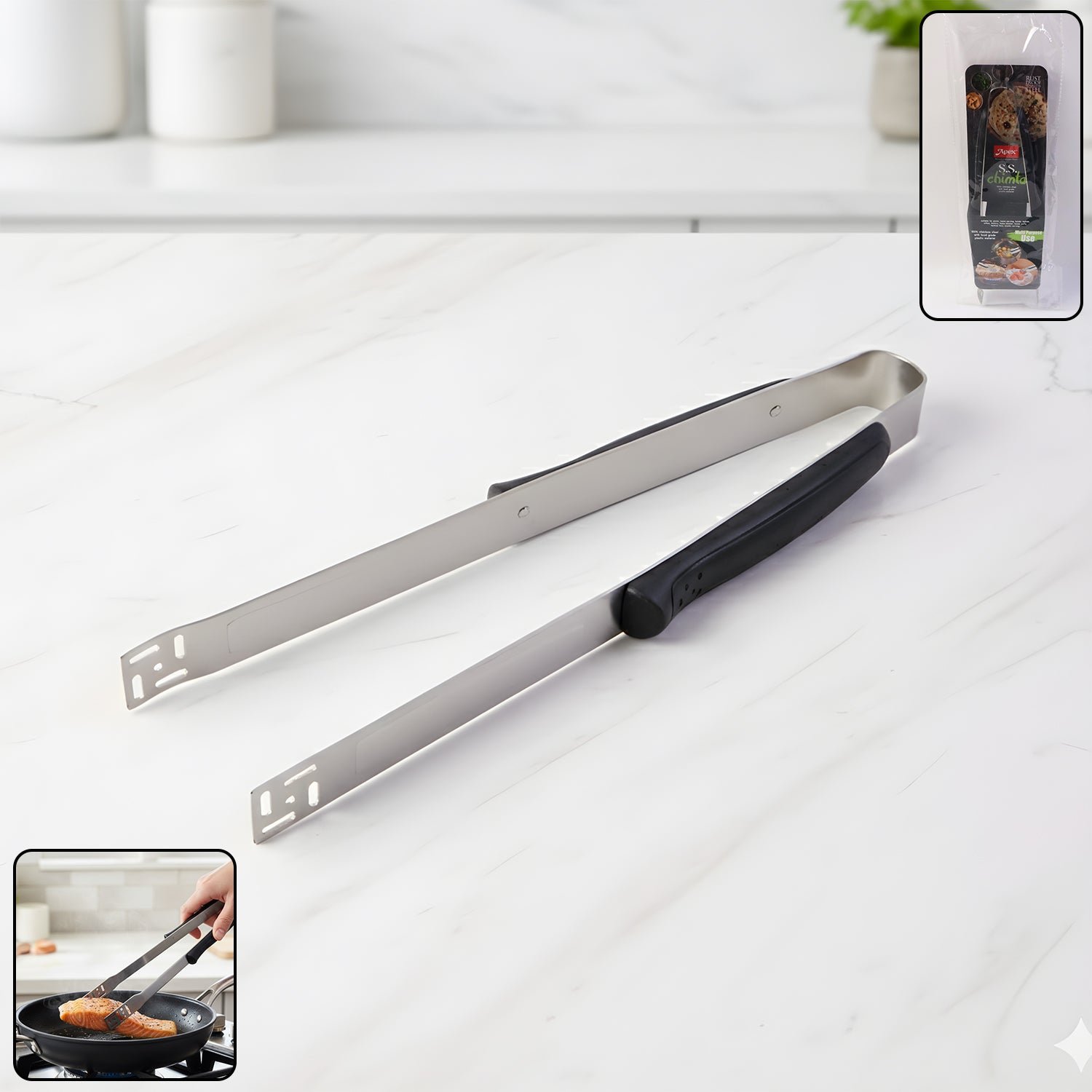 premium stainless steel chimta (1 pc)