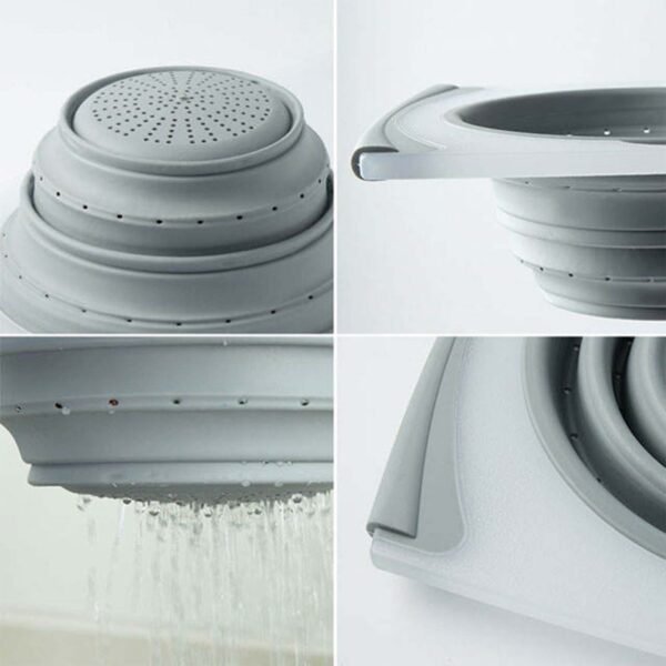 2 in 1 over sink cutting board with built in collapsible strainer (50 x 28 cm)