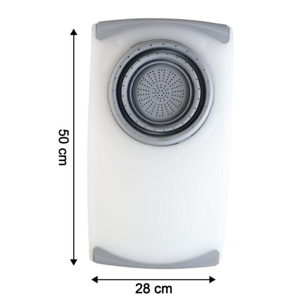 2 in 1 over sink cutting board with built in collapsible strainer (50 x 28 cm)