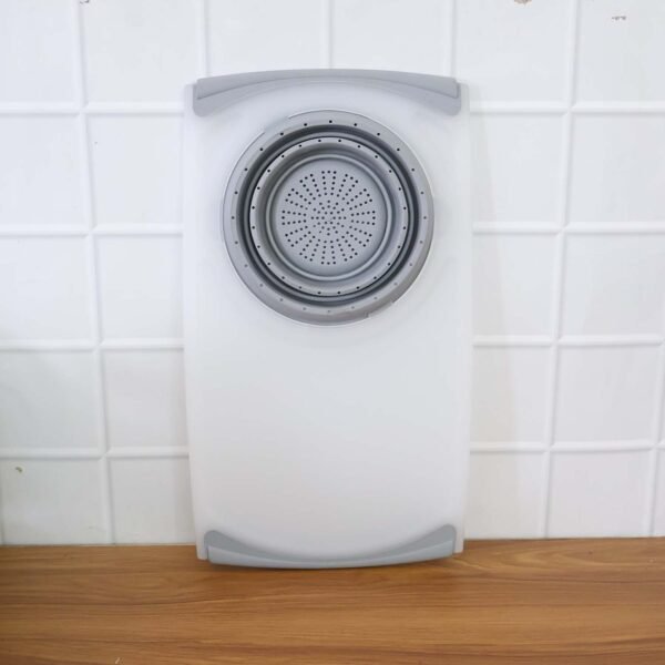 2 in 1 over sink cutting board with built in collapsible strainer (50 x 28 cm)