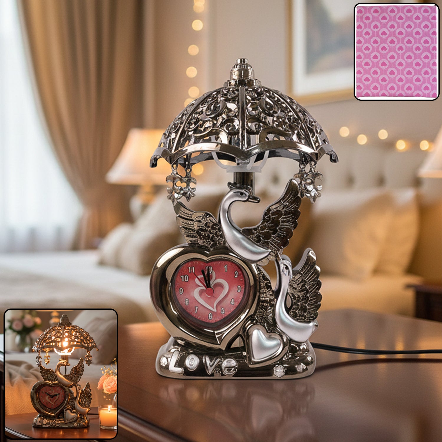 decorative swan couple table lamp (1 pc)