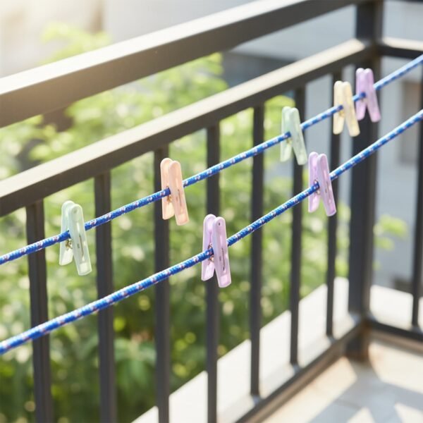 clothesline rope 12 clips â€“ 5 meter approx heavy duty laundry drying rope with clip