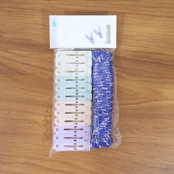 clothesline rope 12 clips â€“ 5 meter approx heavy duty laundry drying rope with clip