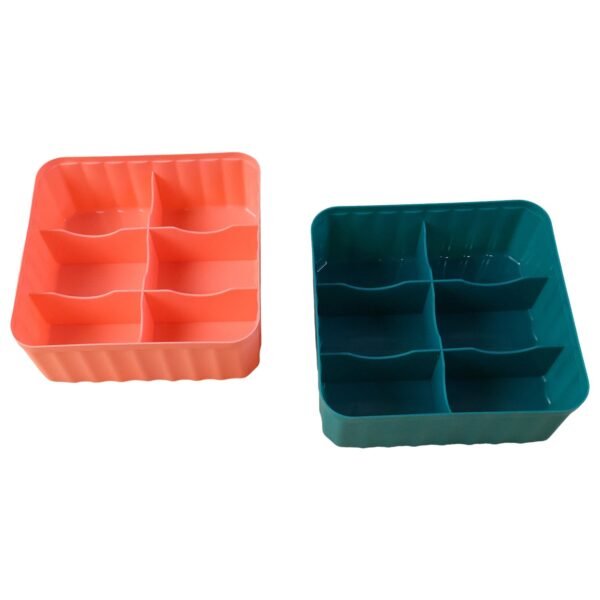 square organizer box with 6 compartments (set of 2)