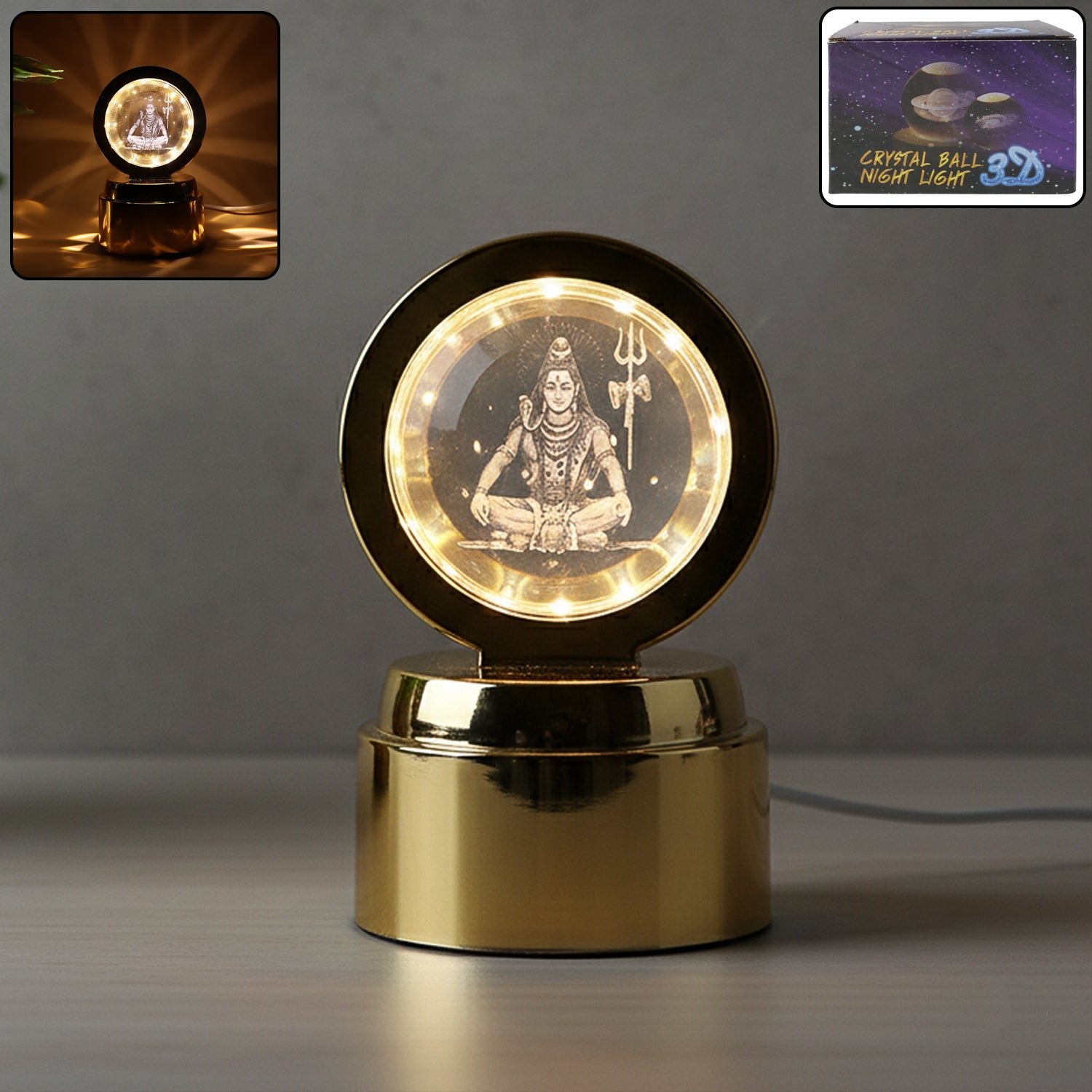 mahadev 3d crystal ball night light (1 pc)