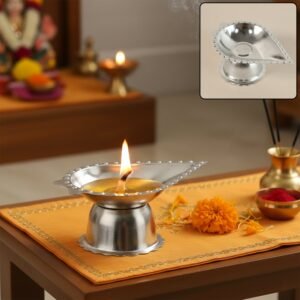 stainless steel diamond design agarbatti & diya stand (1 pc)