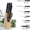 kitchen knife set with wooden block and scissors, chhari (5 pcs, black)