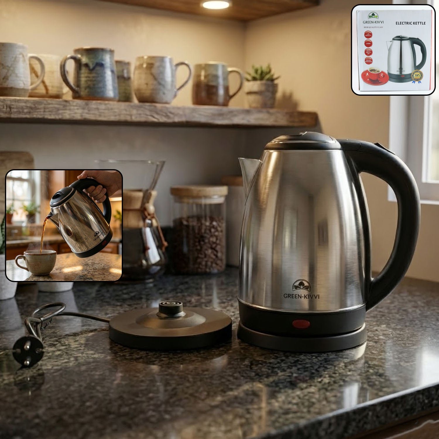 electric stainless steel kettle (1800ml, 1 pc)