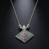 traditional square motif oxidised silver finish pendant necklace (1 pc)