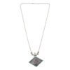 traditional square motif oxidised silver finish pendant necklace (1 pc)