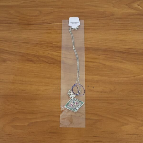 traditional square motif oxidised silver finish pendant necklace (1 pc)