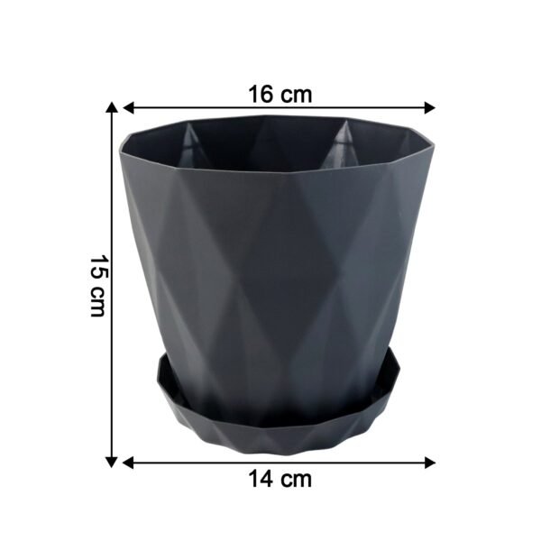 diamond design plastic flower pot set with drain tray (5 pc)