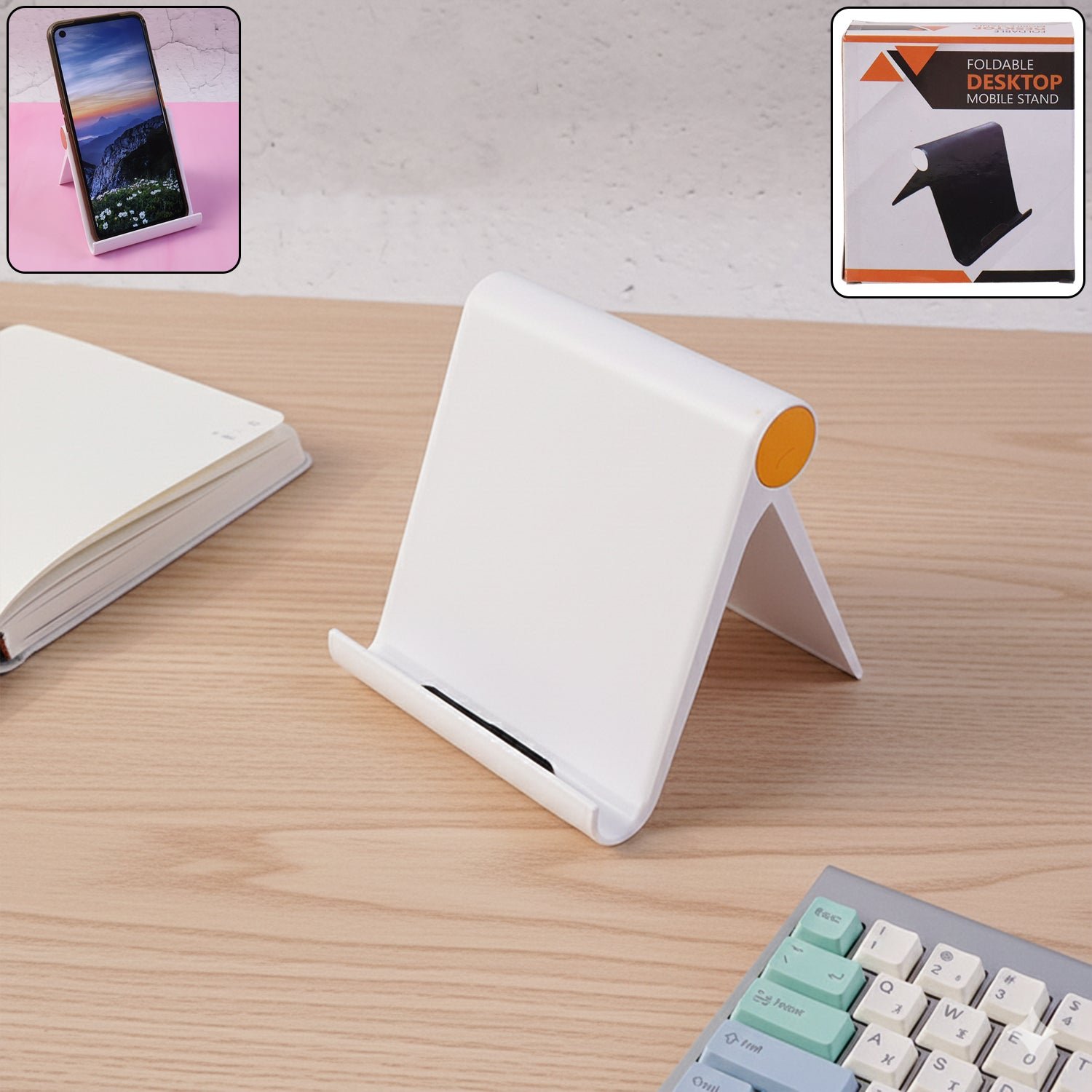 plastic foldable desktop mobile stand (1 pc / white)