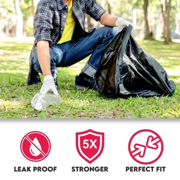 heavy duty black garbage bag roll for home & commercial waste disposal (1 roll)