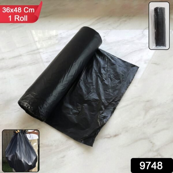 heavy duty black garbage bag roll for home & commercial waste disposal (1 roll)