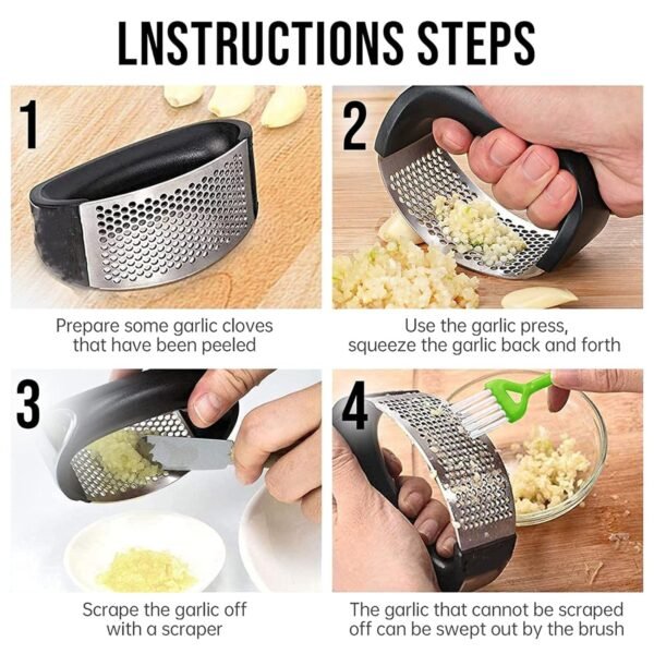 heavy duty garlic press tool with spoon set (2 pc set)