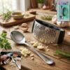 heavy duty garlic press tool with spoon set (2 pc set)