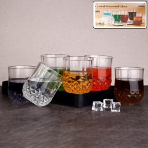 transparent diamond pattern drinking glass set (6 pc set)
