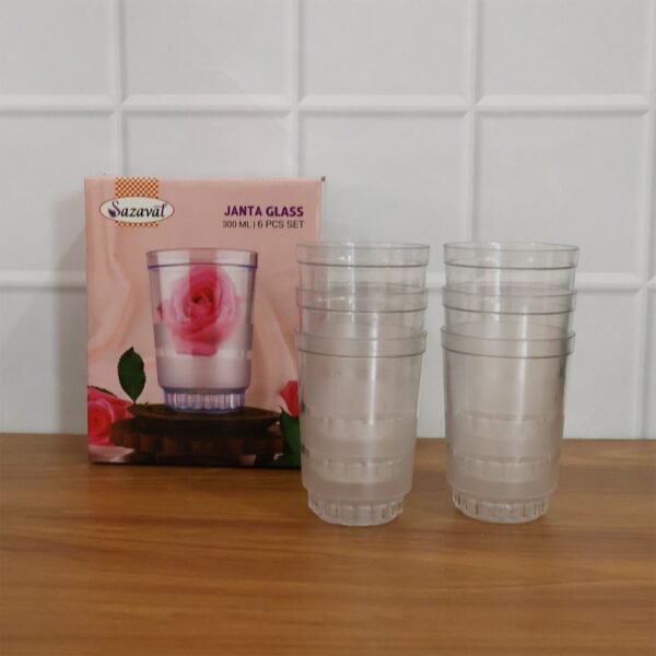 transparent janta drinking glass set (300ml, 6 pc set)