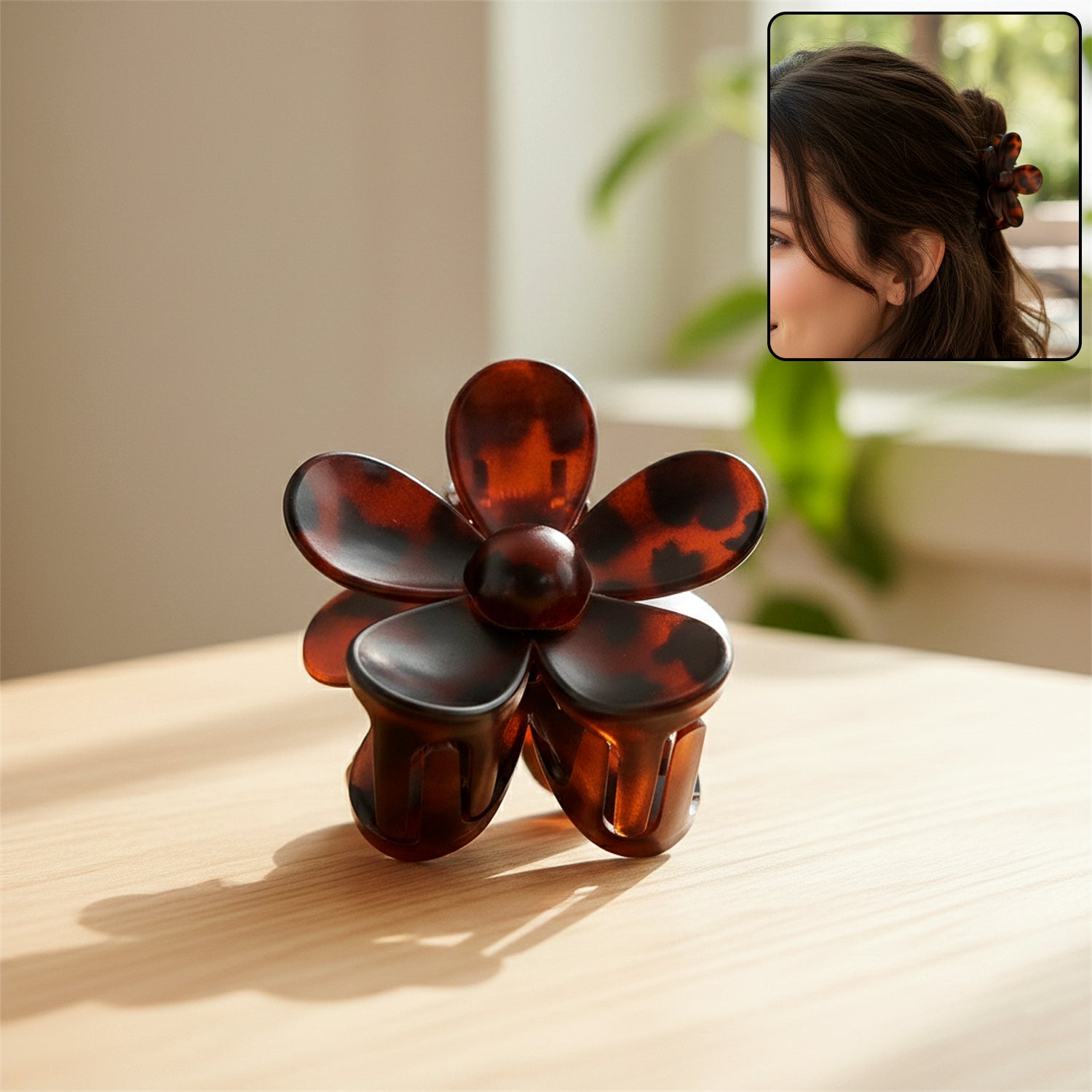 elegant plastic flower hair clip (1 pc / mix color)