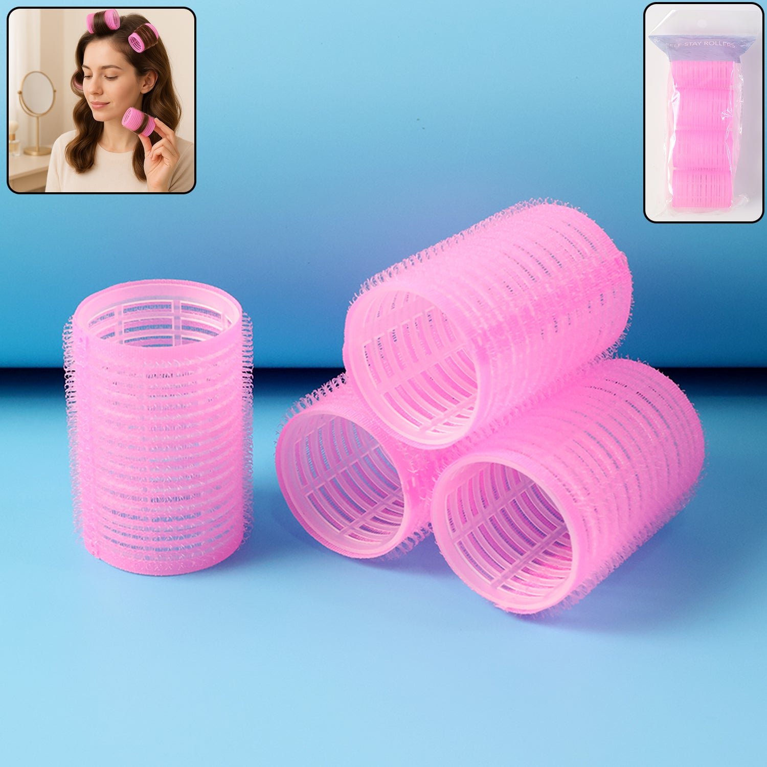 self grip hair rollers set (4 pc / big)