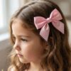 elegant satin hair bow clip for girls & women (1 pc)