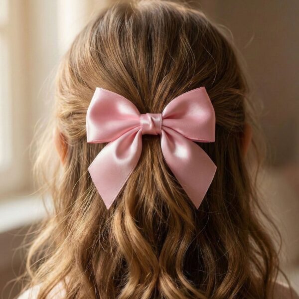 elegant satin hair bow clip for girls & women (1 pc)