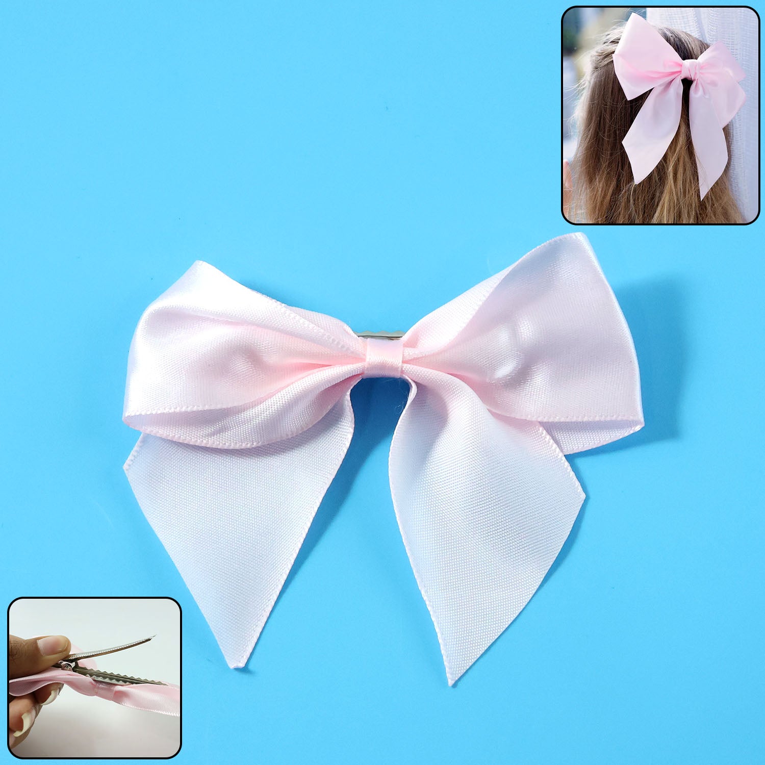 elegant satin hair bow clip for girls & women (1 pc)