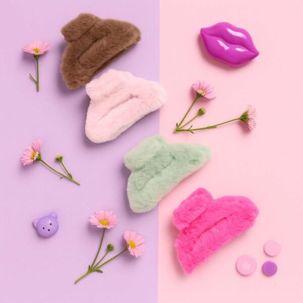 big size soft faux fur hair claw clips (1 pc)