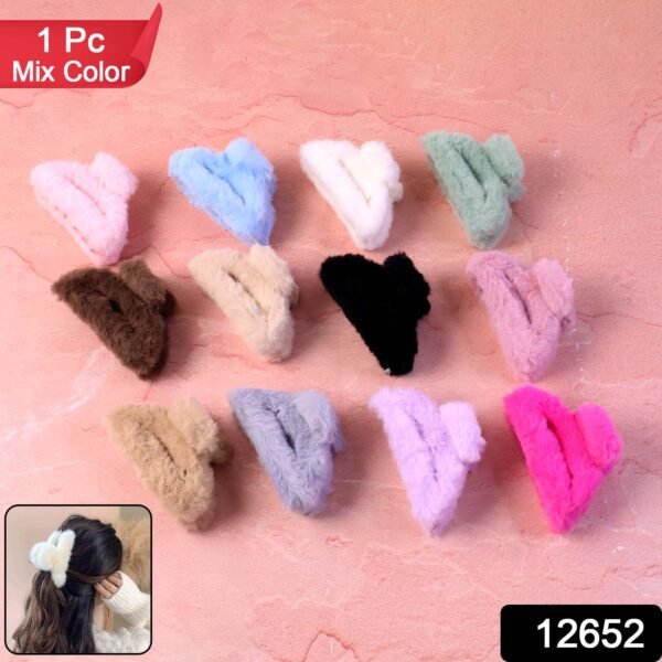 big size soft faux fur hair claw clips (1 pc)