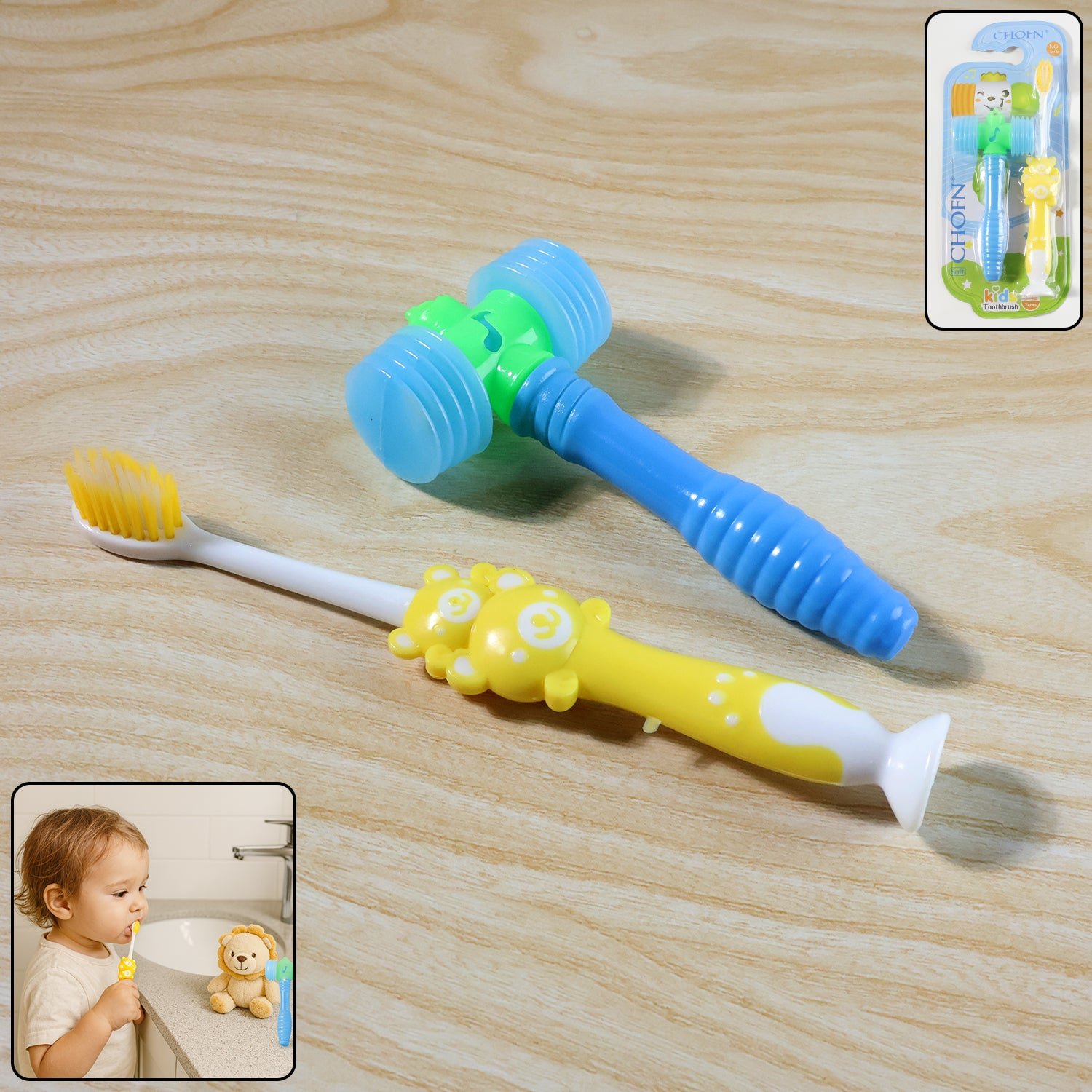 kids toothbrush and hammer toy set