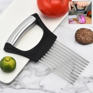 stainless steel onion cutter & vegetable slicer holder tool (1 pc)