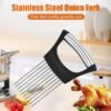 stainless steel onion cutter & vegetable slicer holder tool (1 pc)