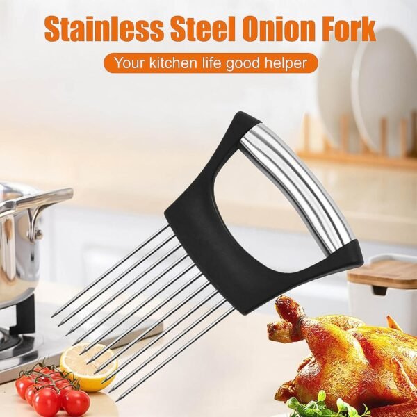 stainless steel onion cutter & vegetable slicer holder tool (1 pc)