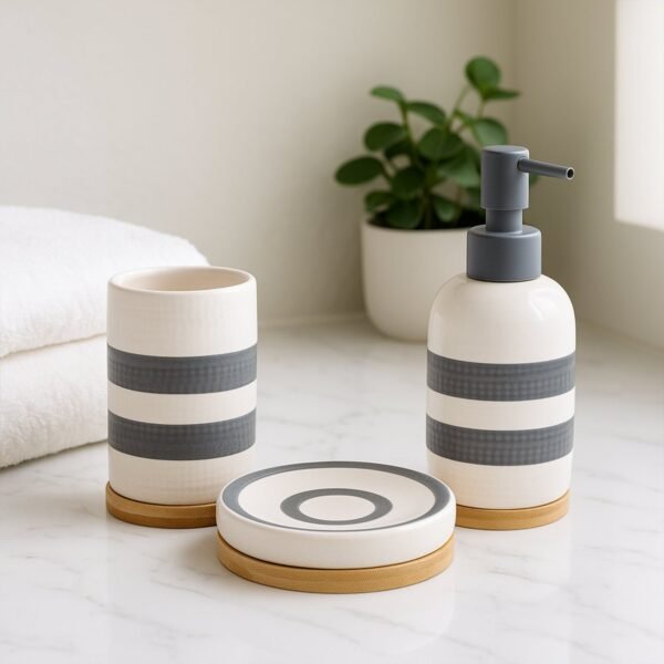 premium 3 piece ceramic bathroom accessory set