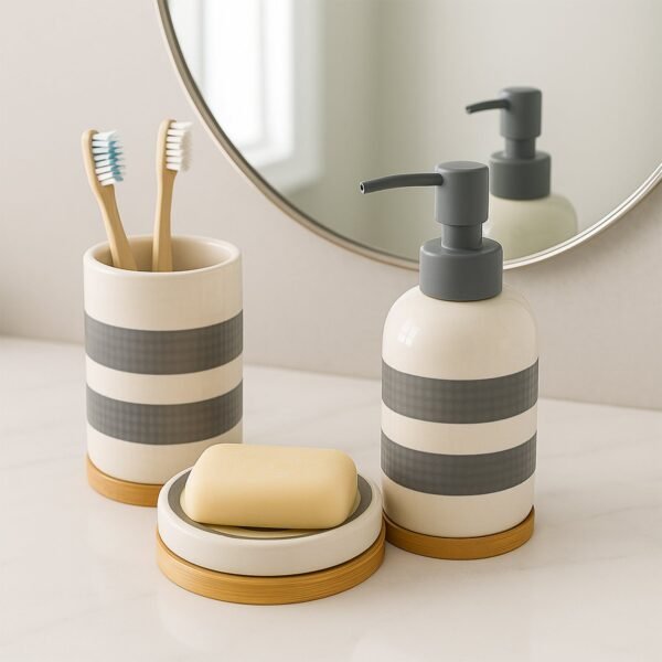 premium 3 piece ceramic bathroom accessory set