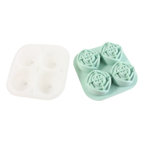 4 grid rose shape ice cube tray mold with lid