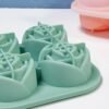 4 grid rose shape ice cube tray mold with lid