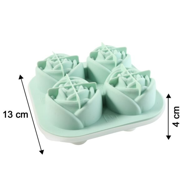 4 grid rose shape ice cube tray mold with lid