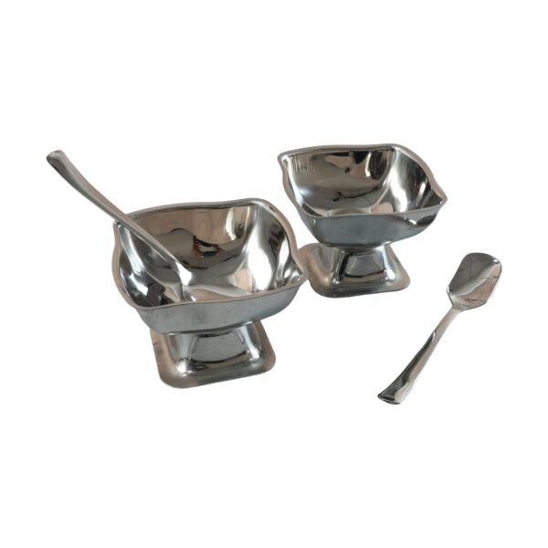 premium stainless steel ice cream cup with 6 spoon set (6 pc set) premium stainless steel ice cream cup with 6 spoon set (6 pc set)