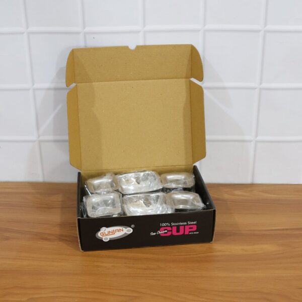 premium stainless steel ice cream cup with 6 spoon set (6 pc set) premium stainless steel ice cream cup with 6 spoon set (6 pc set)