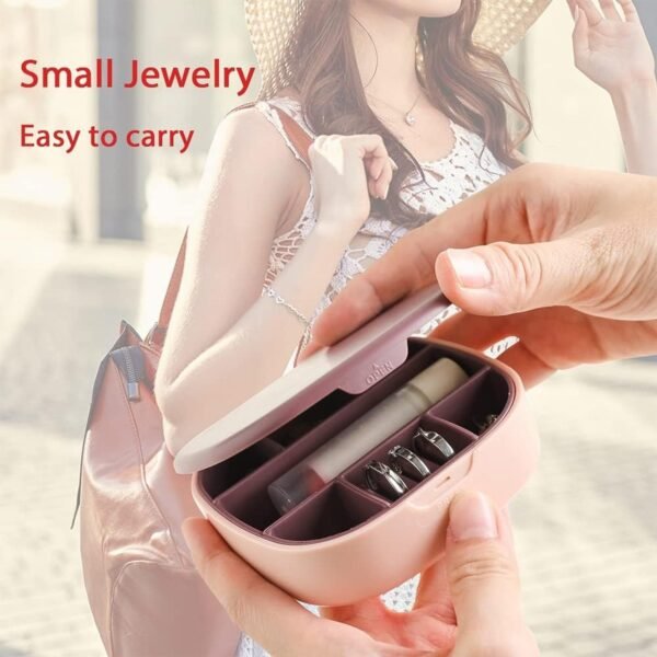 plastic jewelry storage box with built in mirror & multi section (1 pc)