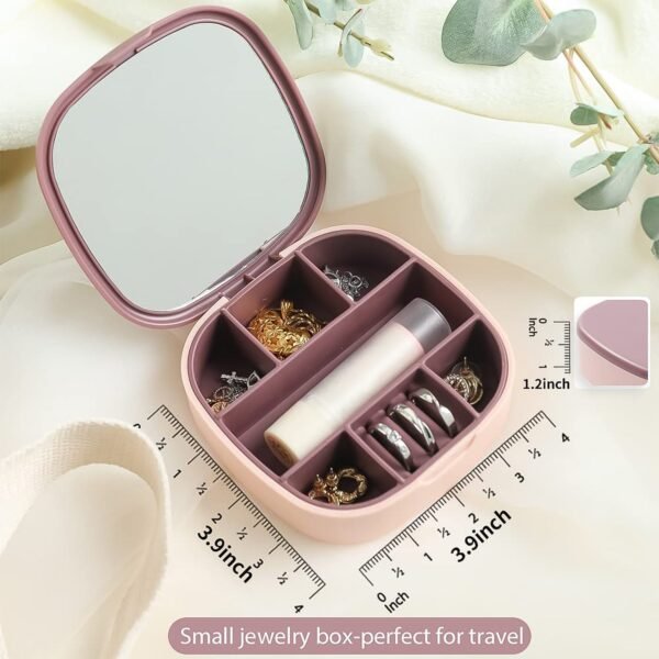 plastic jewelry storage box with built in mirror & multi section (1 pc)