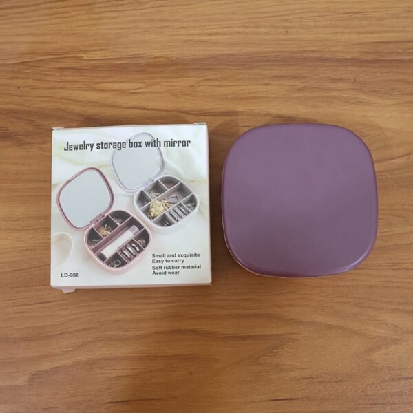 plastic jewelry storage box with built in mirror & multi section (1 pc)