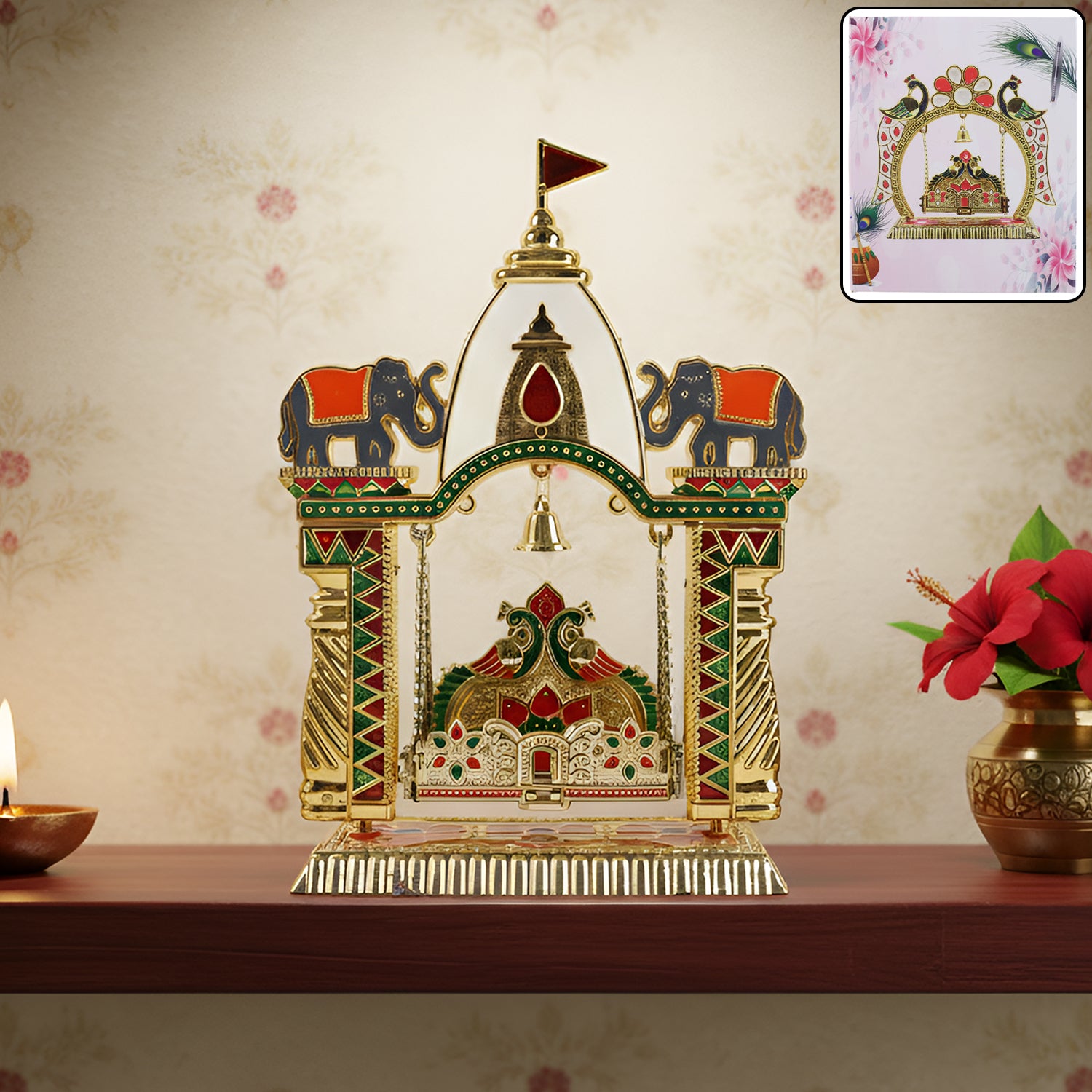 traditional decorative pooja jhula mandir (1 pc)