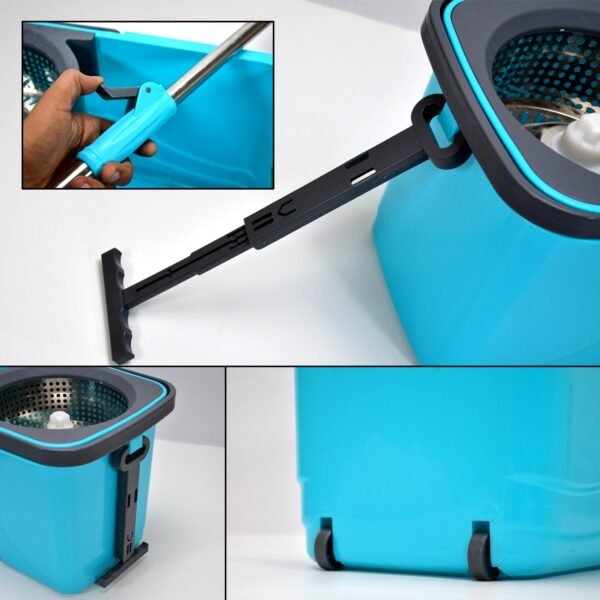 quick spin mop â€“ plastic floor cleaner with big bucket & easy wheels
