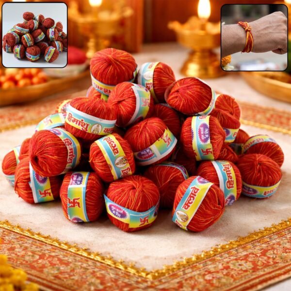 traditional pooja kalawa moli sacred cotton thread set (48 pcs set)