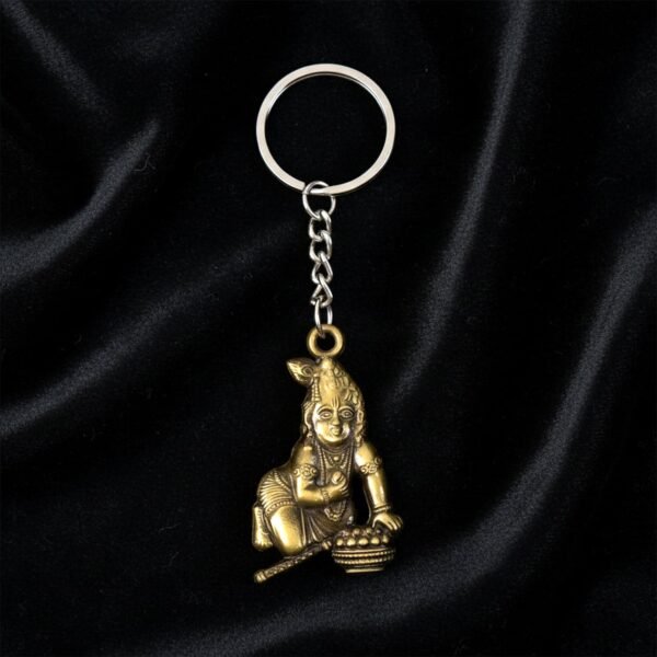 premium antique gold metal bal krishna makhan chor keychain (1 pc)