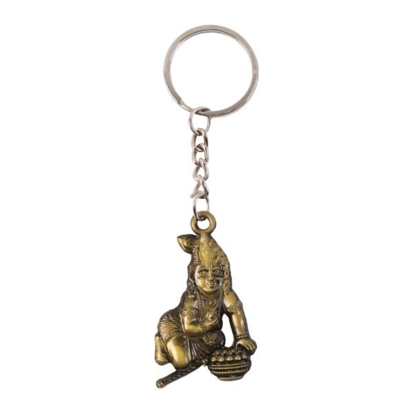 premium antique gold metal bal krishna makhan chor keychain (1 pc)